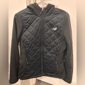 New Balance Women's Quilted Puffer and Fleece Combo Jacket- Black Size Small